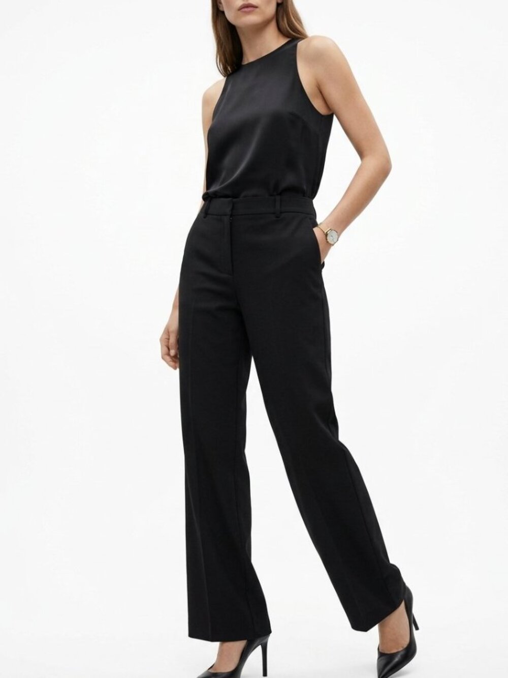 Zara Black High-Waisted Trousers - Size Large/US 8